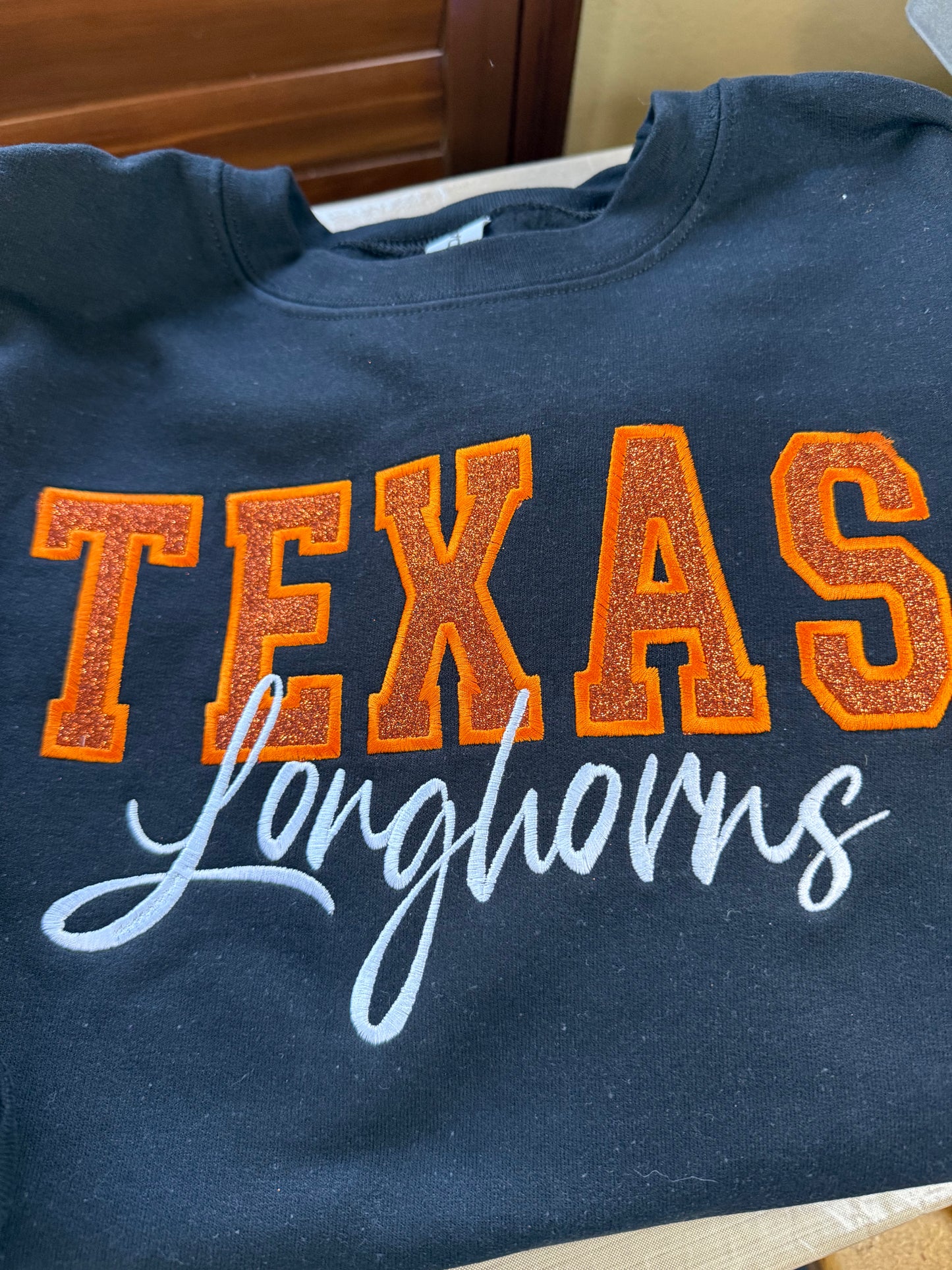 Texas Longhorn Glitter Appliqué Sweatshirt