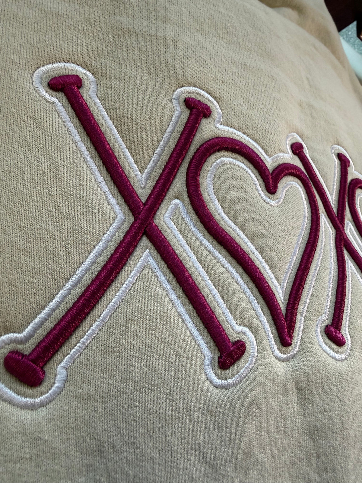 XOXO puff embroidery