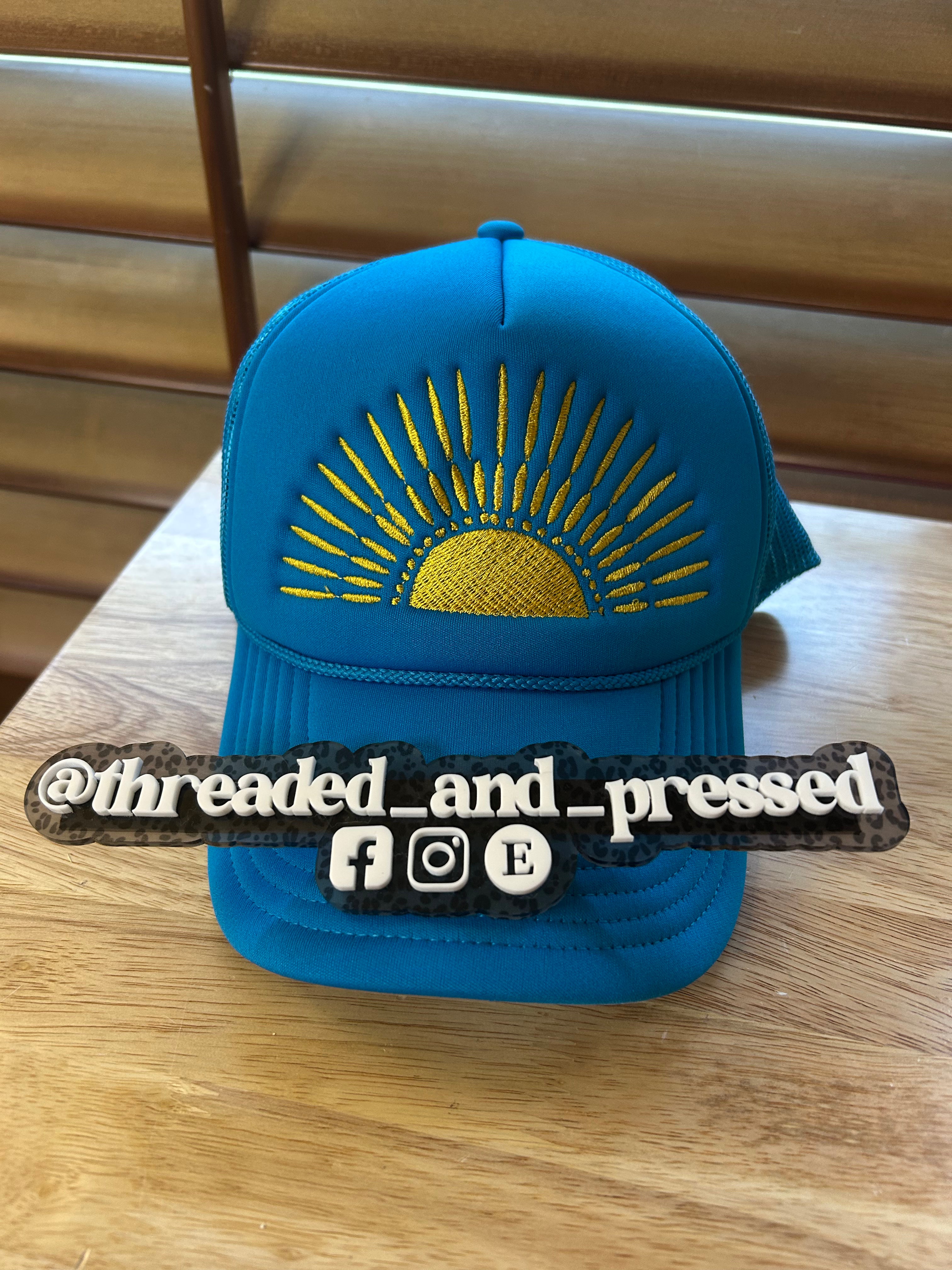 Golden Sunrise Embroidered Foam Trucker Hat