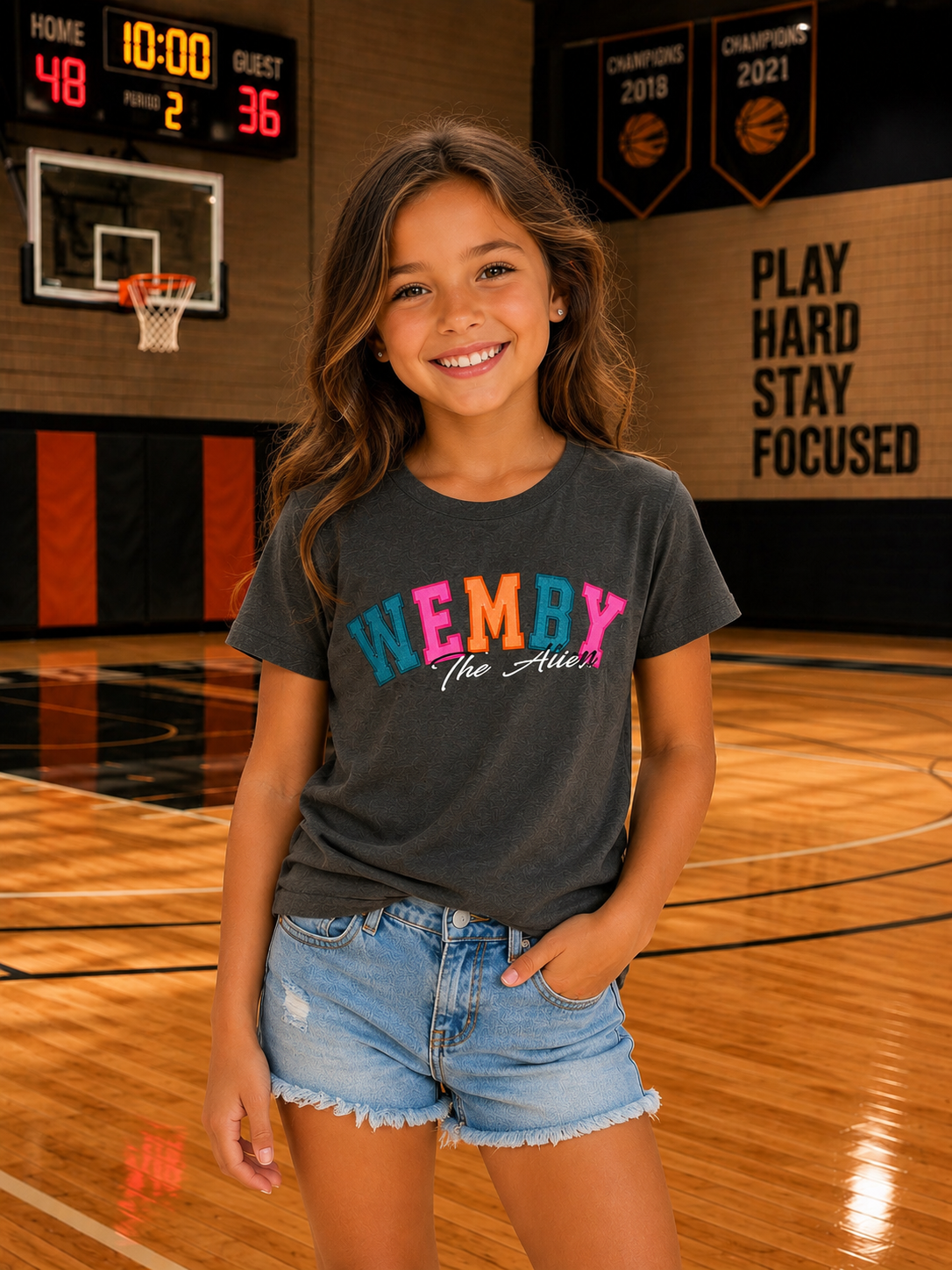 San Antonio neon glitter colors Basketball tee! Finals Shirt  The Alien YOUTH