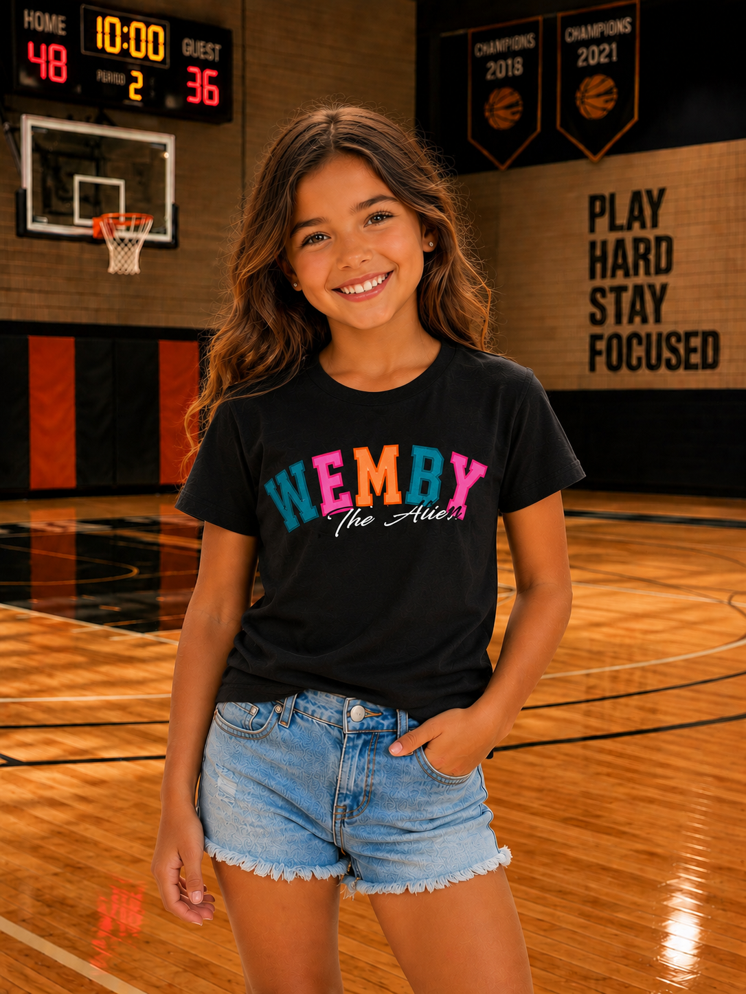 San Antonio neon glitter colors Basketball tee! Finals Shirt  The Alien YOUTH