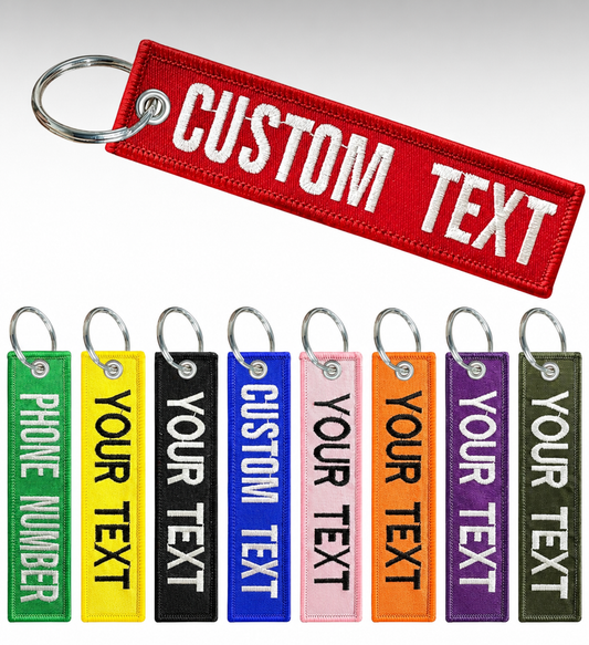 Custom Embroidered Flight Tag Keychain | Personalized Name, Phone Number, Bag Tag, Backpack Keychain