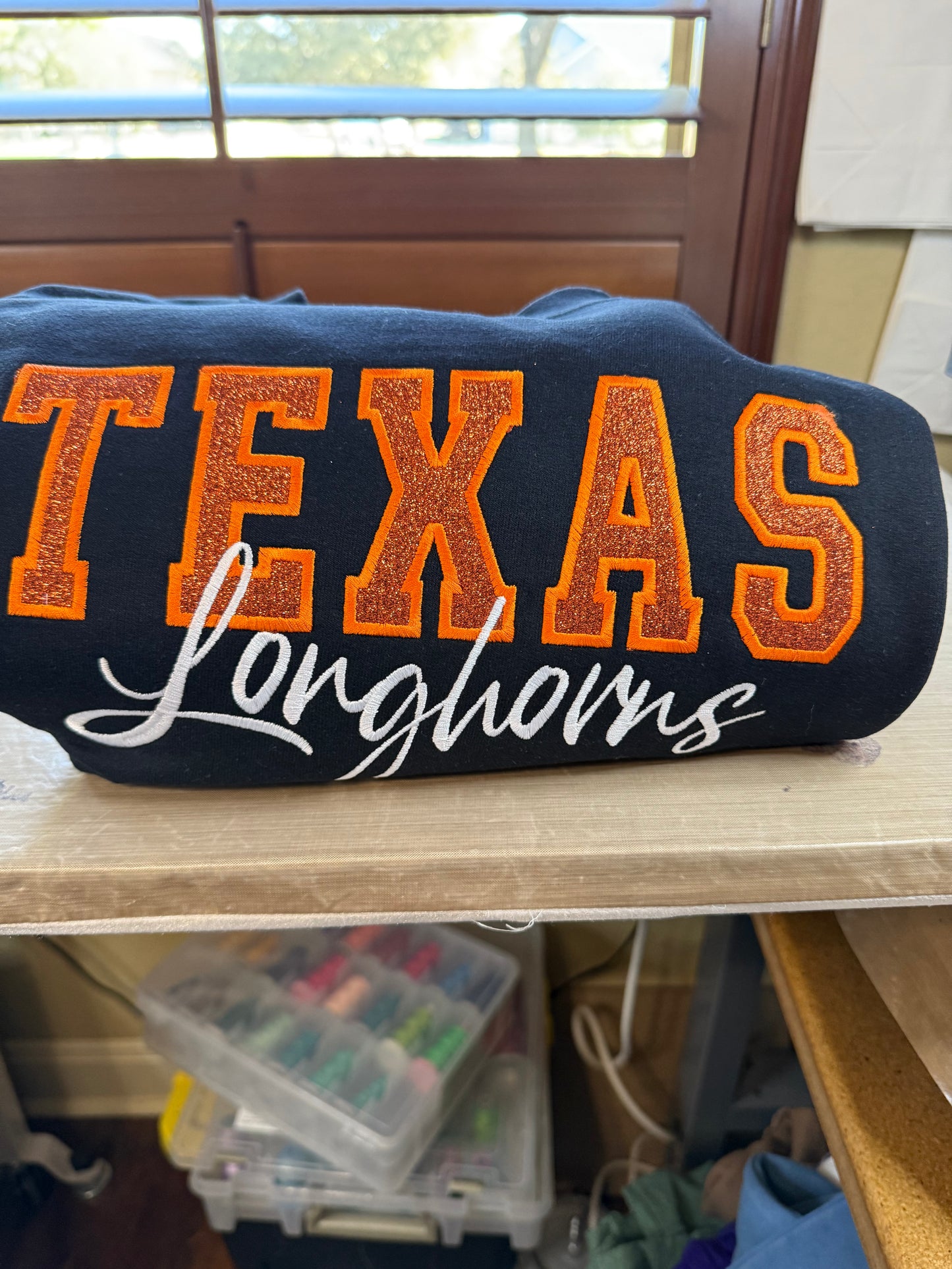 Texas Longhorn Glitter Appliqué Sweatshirt