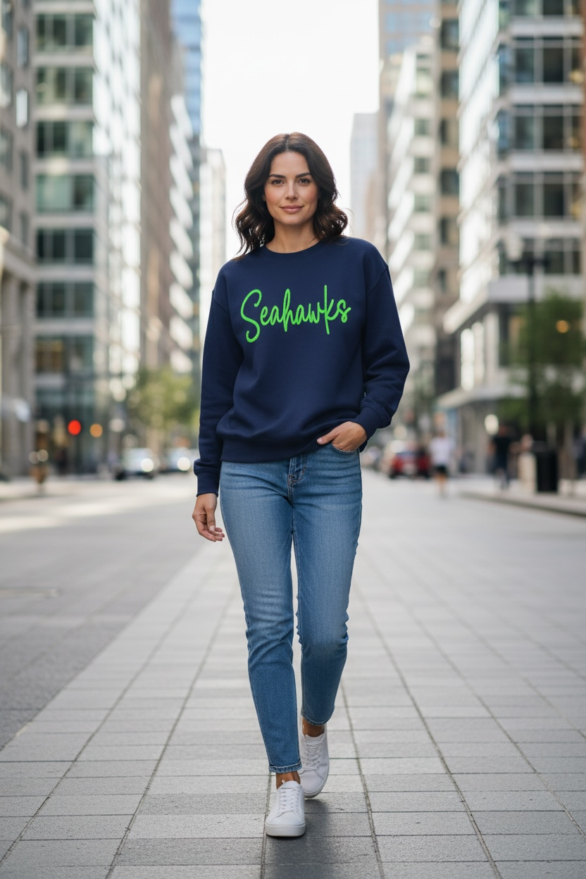Seahawks 3D neon green Puff Embroidery