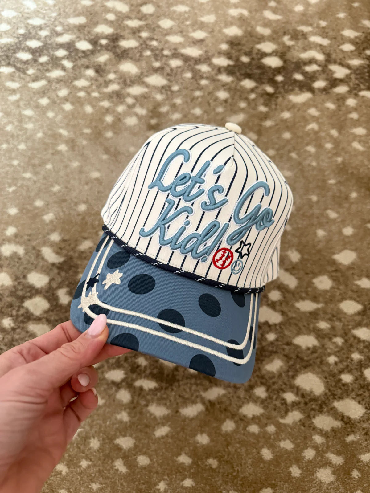 Let’s Go Kid Baseball Hat | Embroidered Baseball Mom Trucker Hat | Pinstripe Game Day Snapback | Baseball Fan Cap