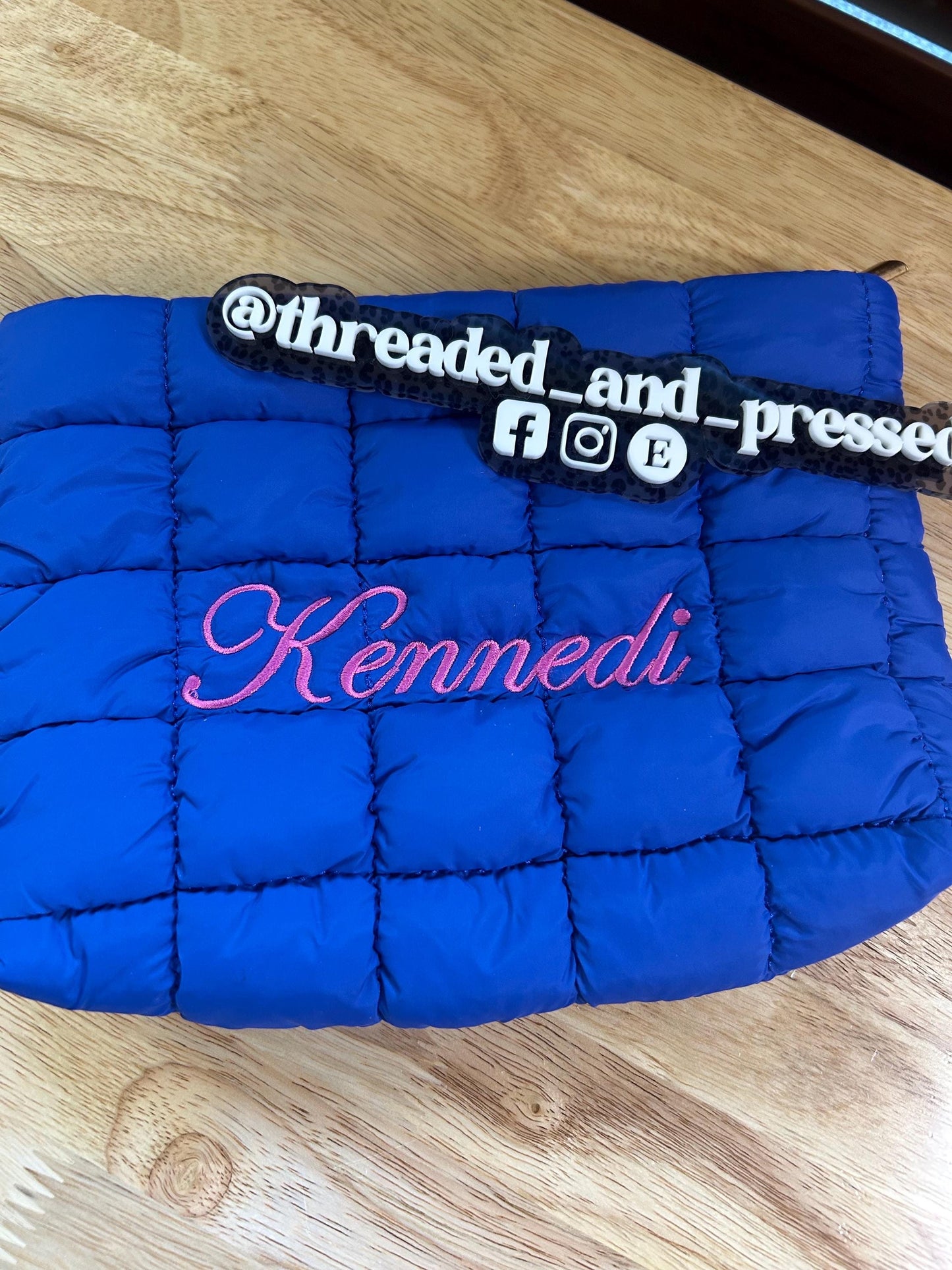 Quilted CUSTOM pouch - makeup - jewelry - case - teen - mom - daughter - gift- embroidered