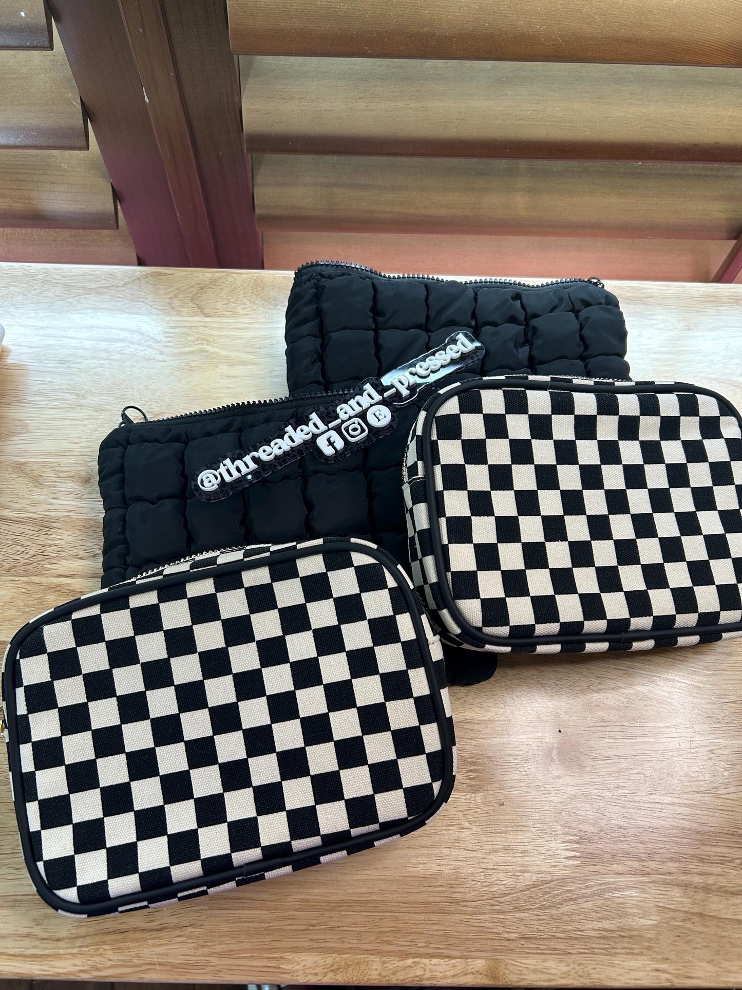 Embroidered Cowgirl Things - checkered pouch - makeup - jewelry - case - teen - mom - daughter - gift- rodeo- horse