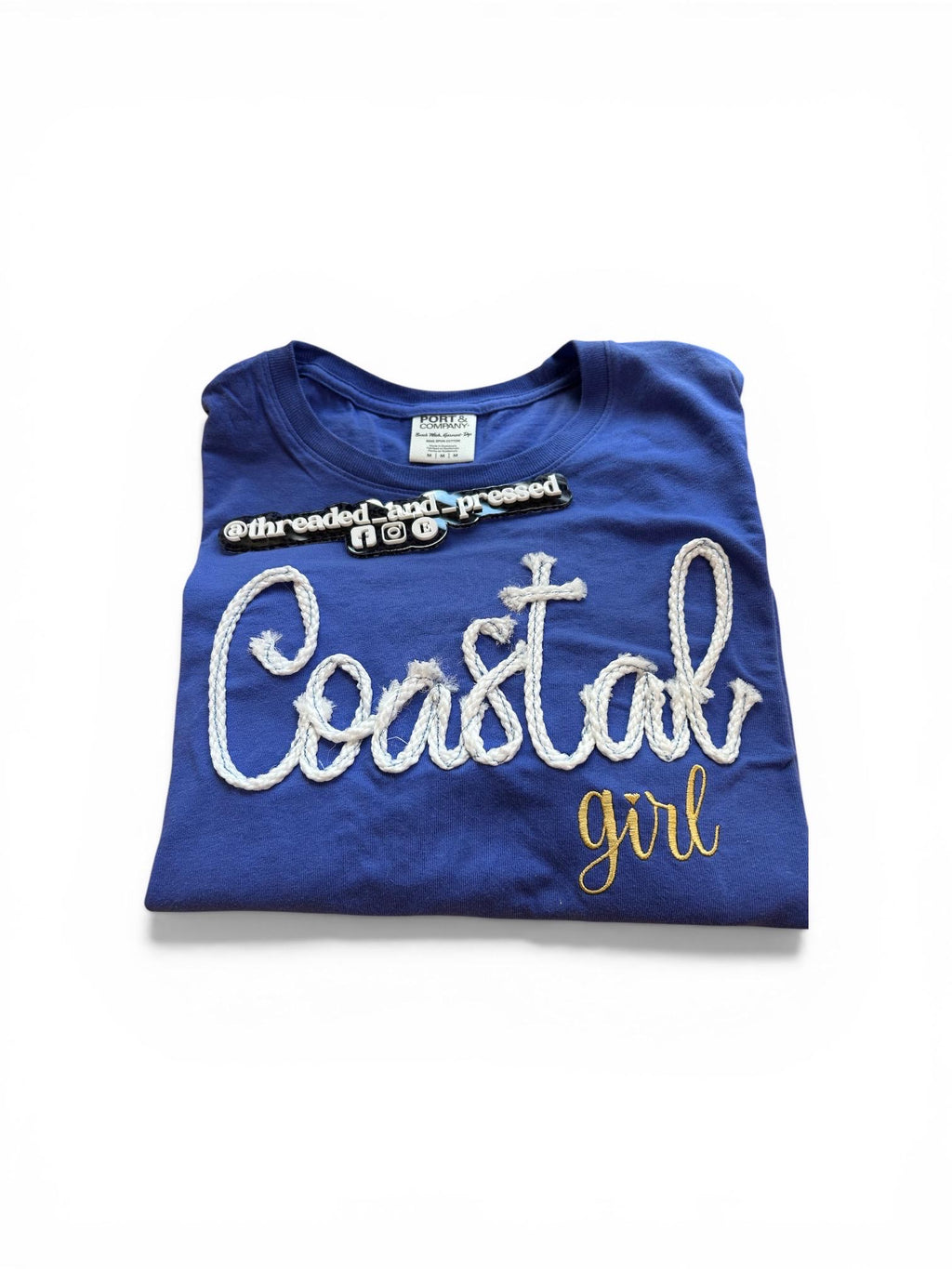 Embroidered -  Coastal Girl - nautical rope- sweatshirt- Texture - Beach - Ocean