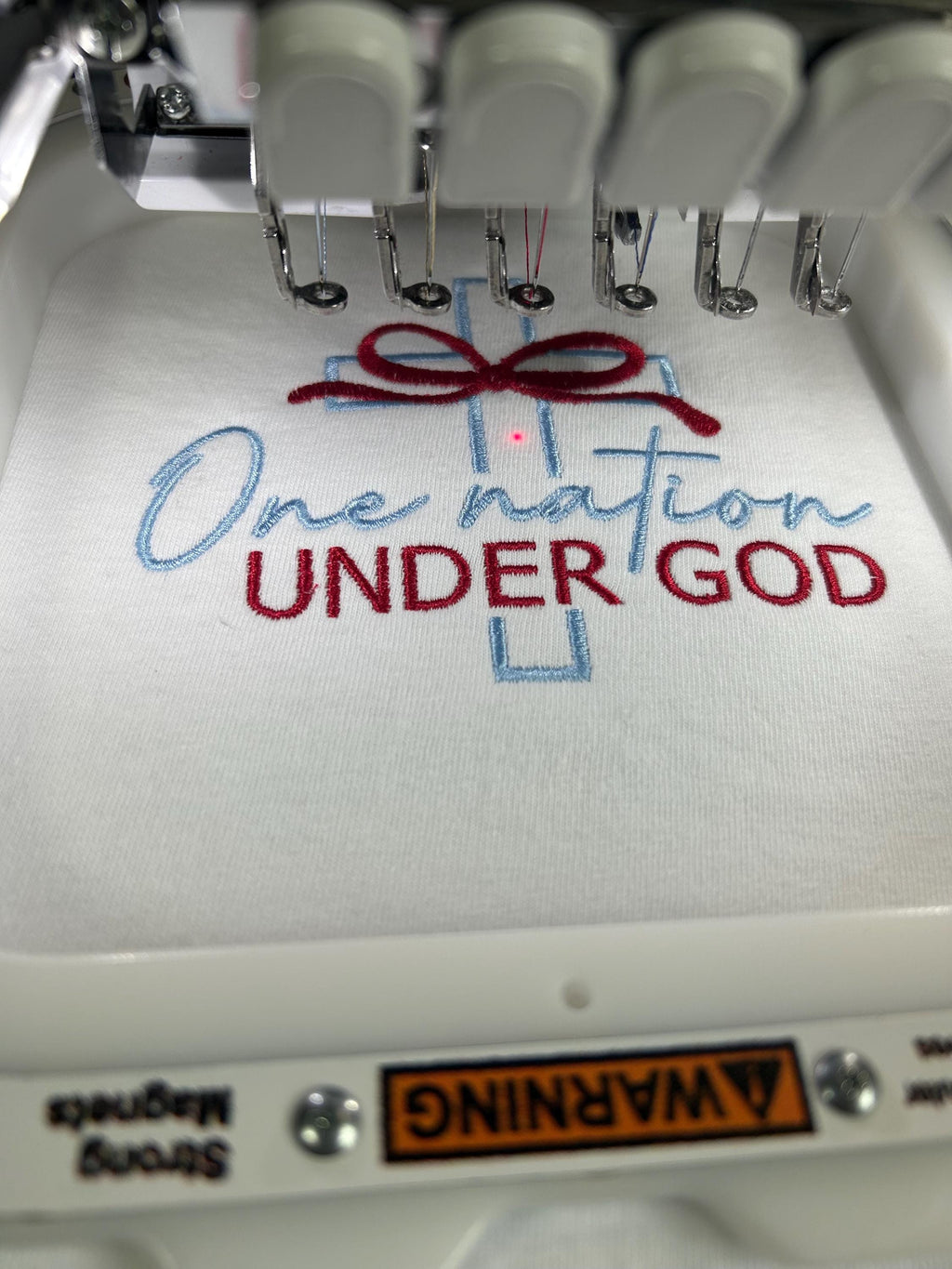 NEW - Embroidered - One Nation Under God Tshirt - Bow - Chest - America - USA