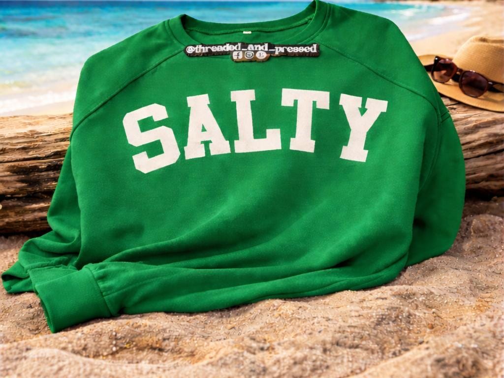 Salty - long sleeve Distressed print Tee- Beach- sweatshirt- island - sandy