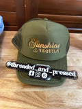 Embroidered Sunshine & Tequila - foam Trucker Hat -  Snapback - Summer Cap - Day Drinking - cocktails- pool