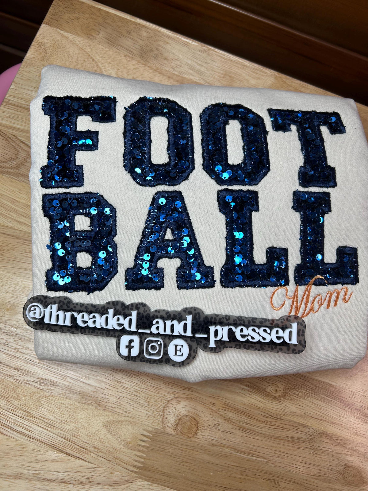 Custom Sequin Football Mom Sweatshirt | Game Day Mama Crewneck Pullover