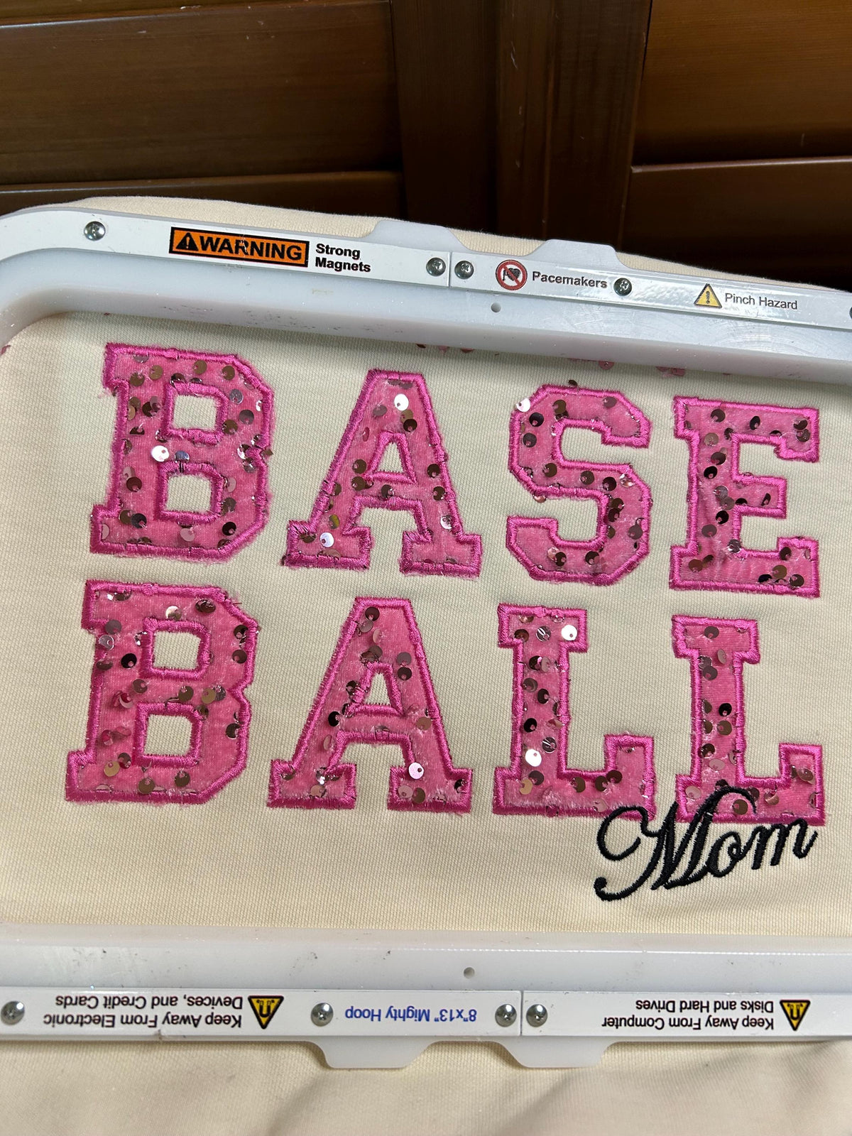 Custom Baseball Mom Sequin Appliqué Sweatshirt | Game Day Mama Crewneck