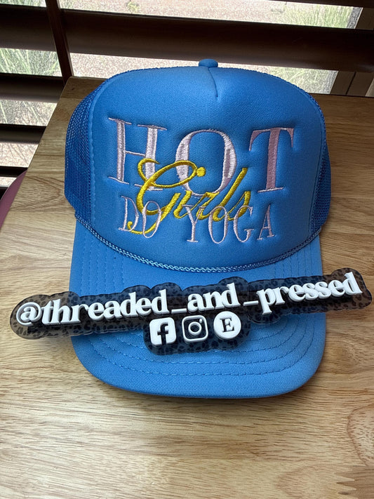 Hot Girls do yoga trucker foam cap - yogi- mat - infrared - Custom