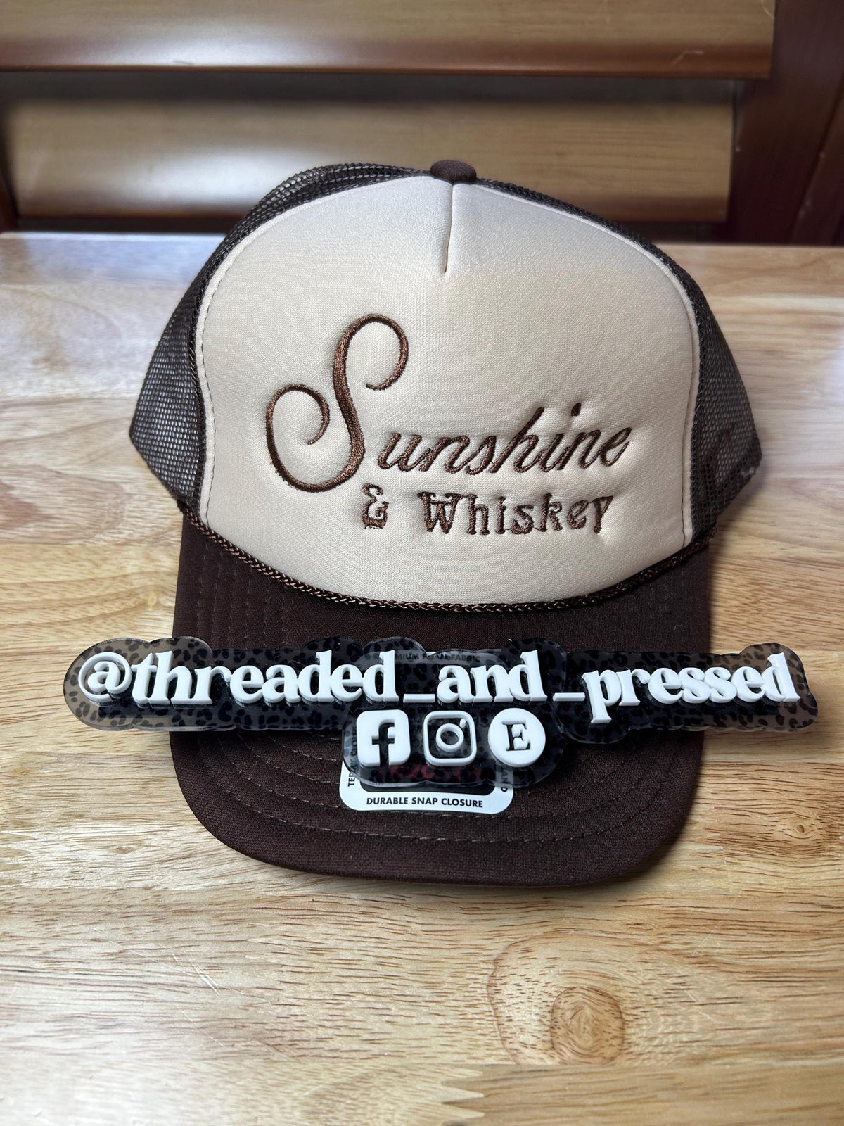 Embroidered Sunshine & Whiskey - foam Trucker Hat -  Snapback - Summer Cap - Day Drinking - cocktails- pool