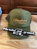 Embroidered Sunshine & Tequila - foam Trucker Hat -  Snapback - Summer Cap - Day Drinking - cocktails- pool