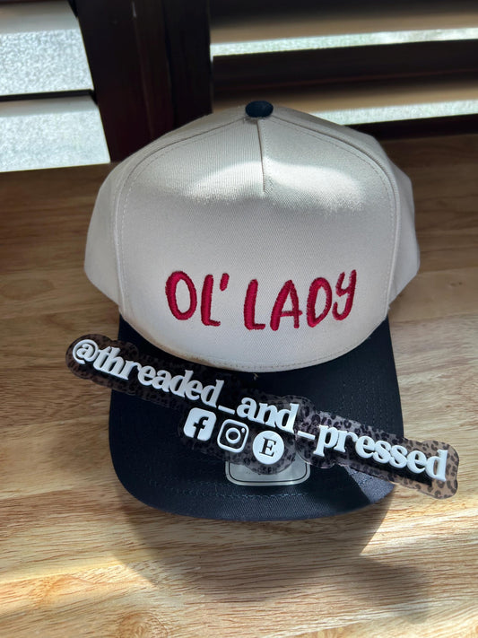 Embroidered Ol Lady  - Cap - Canvas- wife - lots of years - respect - funny - old