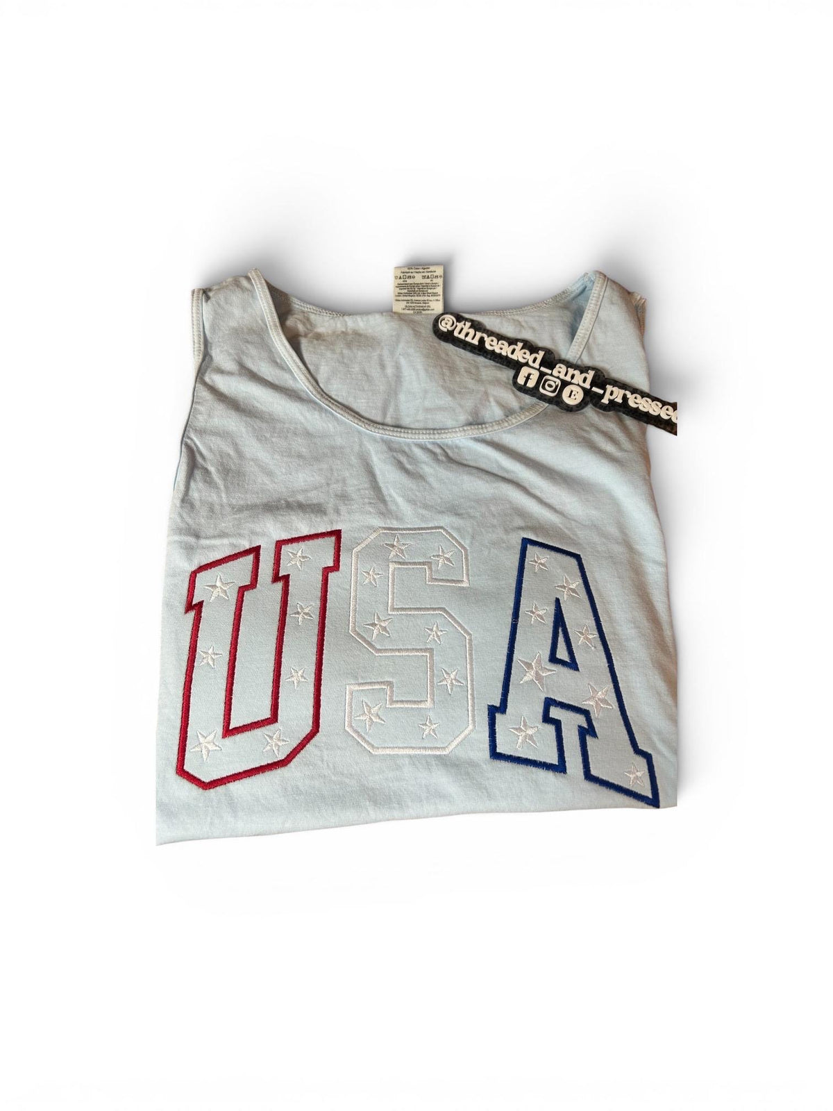 Embroidered USA outline - Tank - America - 4th of July - Summer - Stars- Party