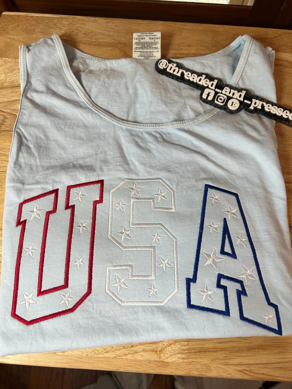 Embroidered USA outline - Tank - America - 4th of July - Summer - Stars- Party