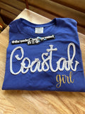 Embroidered -  Coastal Girl - nautical rope- sweatshirt- Texture - Beach - Ocean