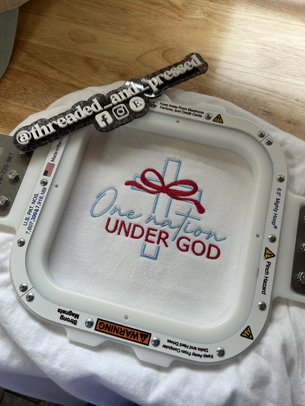NEW - Embroidered - One Nation Under God Tshirt - Bow - Chest - America - USA
