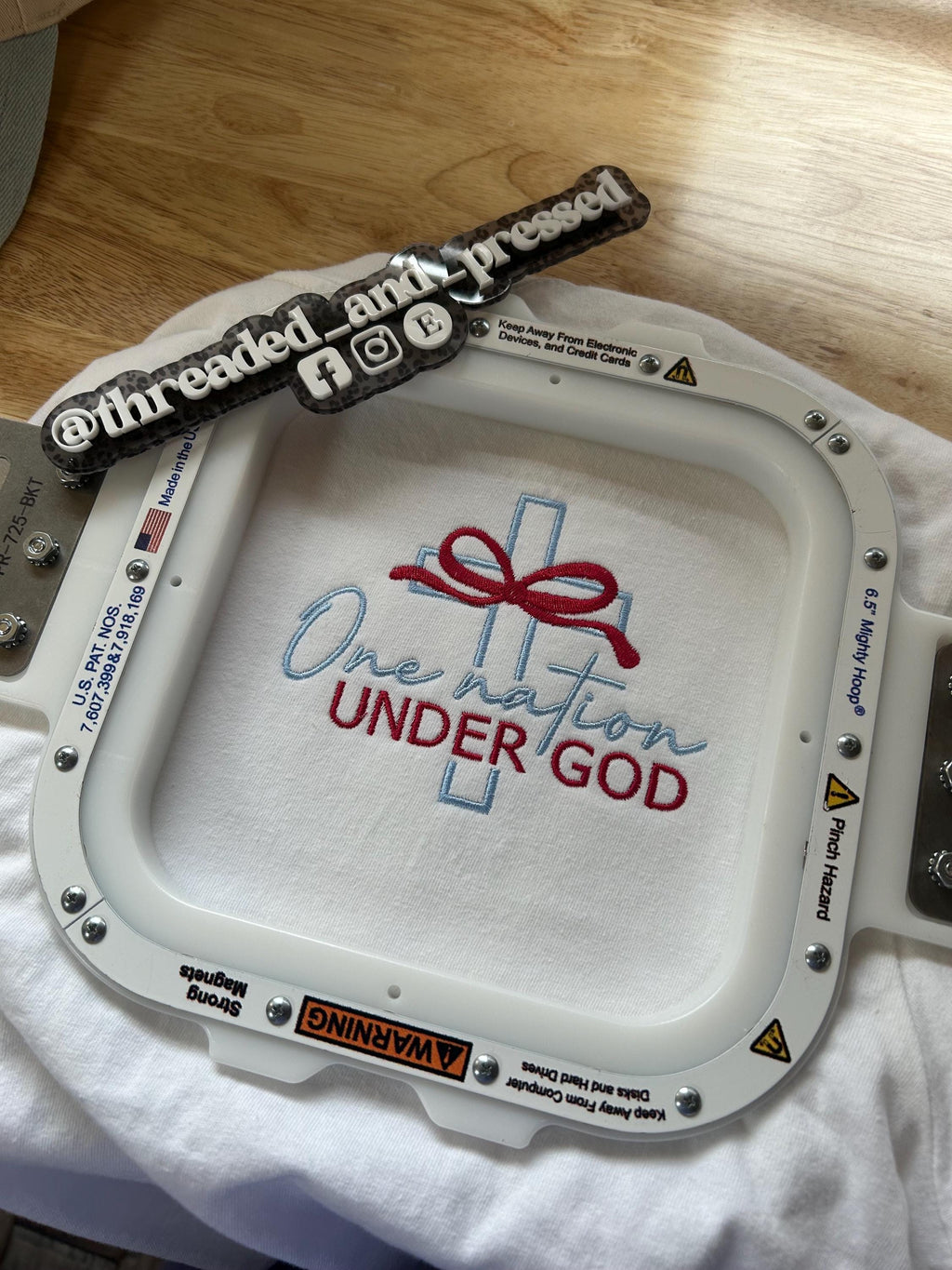 NEW - Embroidered - One Nation Under God Tshirt - Bow - Chest - America - USA
