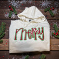 Puff Embroidered -  MERRY - Hoodie - sweatshirt - Christmas - party - Family pictures