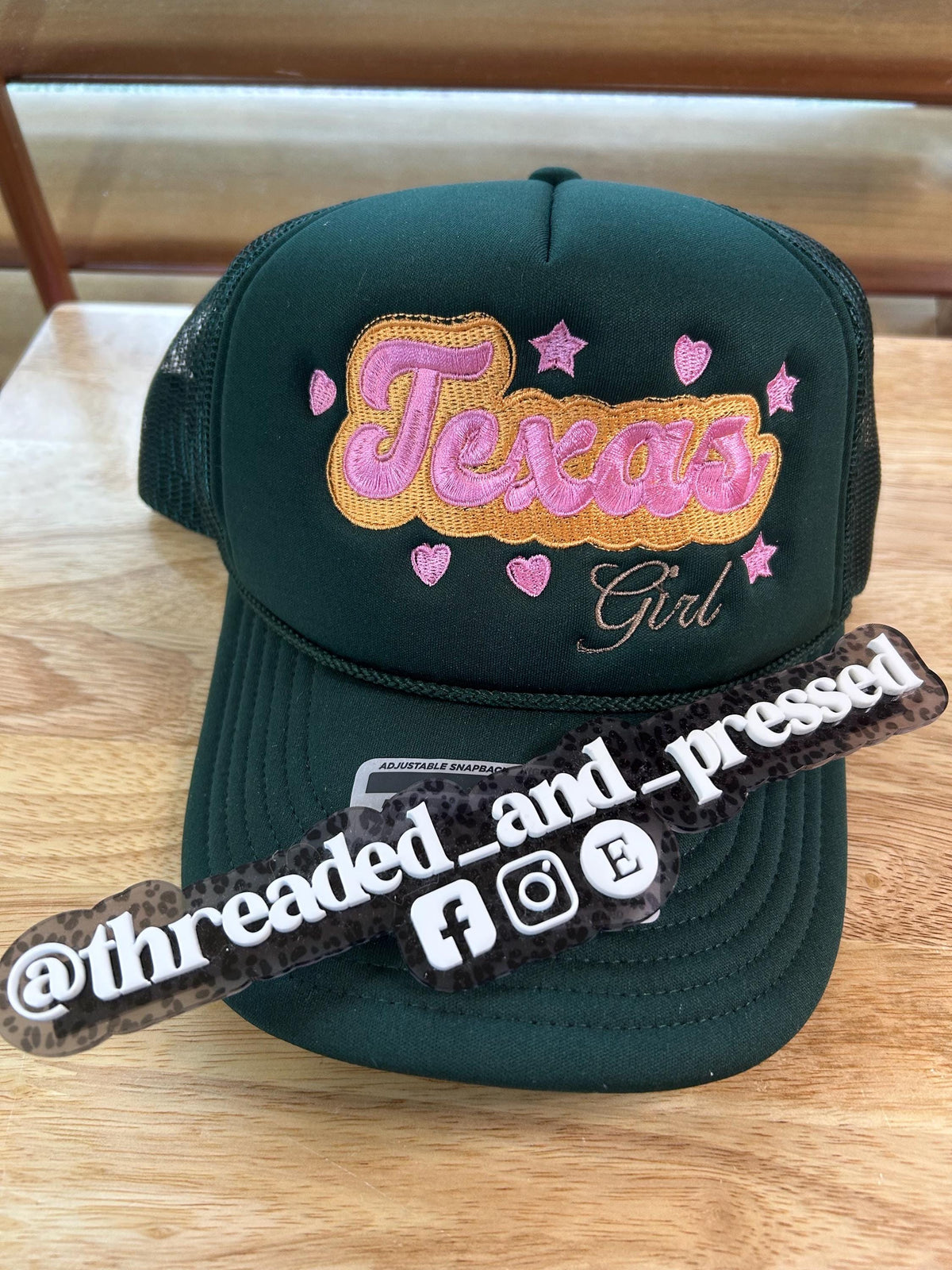 Embroidered Texas Girl Trucker Hat  Snapback Summer Cap, Bold Outline Lone Star State