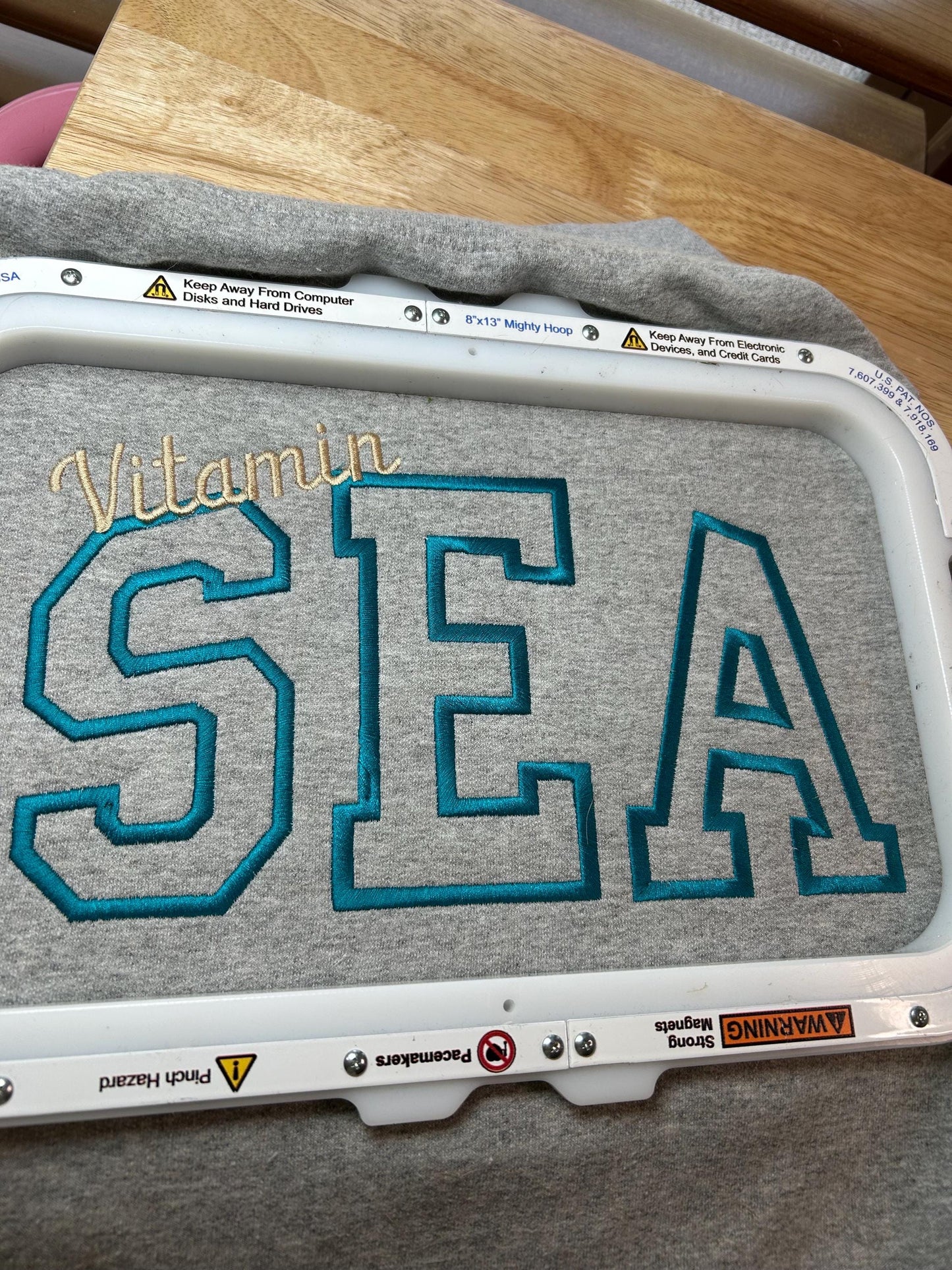Embroidered Vitamin Sea Sweatshirt - sunshine - Varsity Outline- salt air - salty hair-beach chair- sandy toes - summer vacation- seaside
