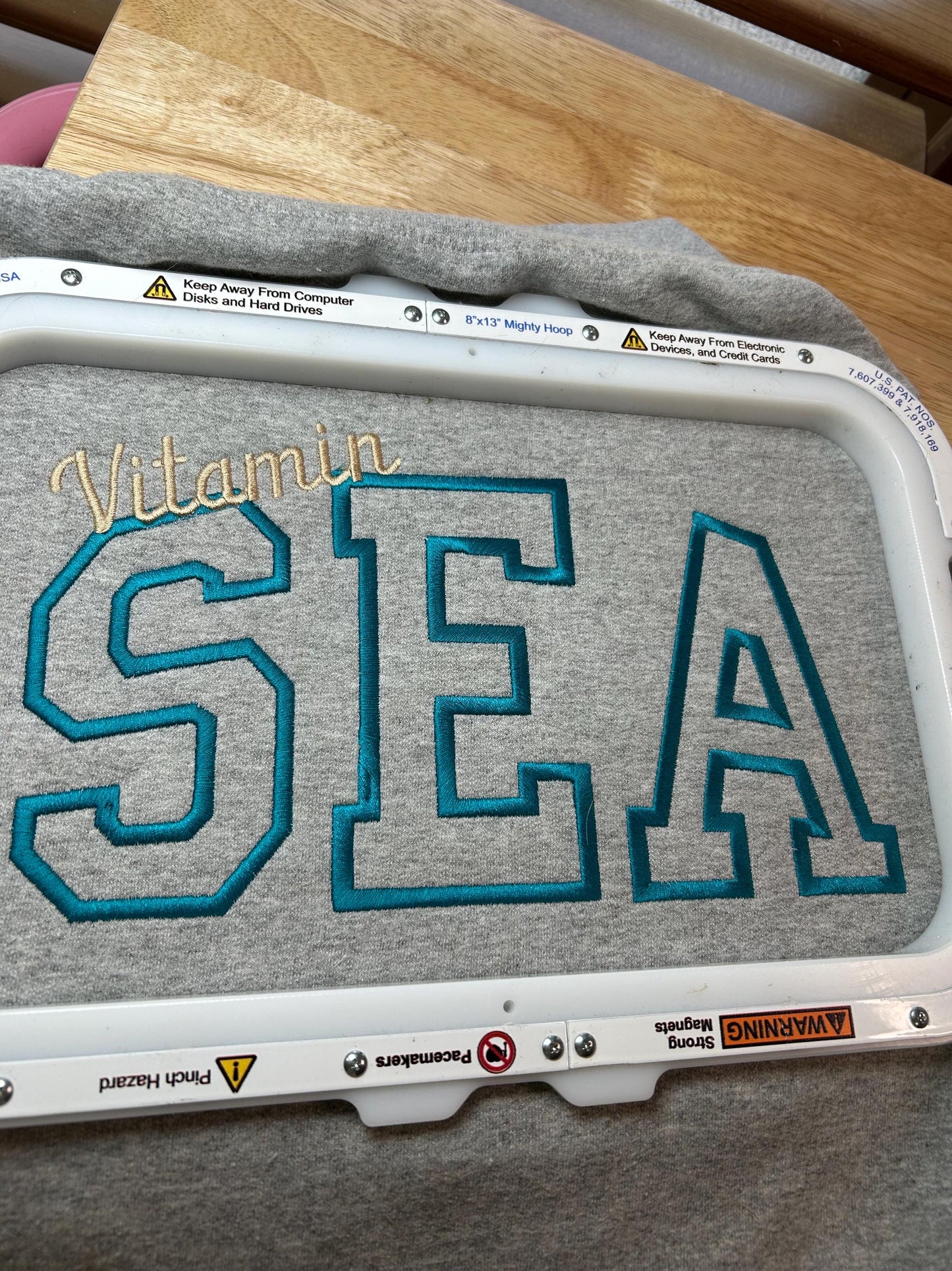 Embroidered Vitamin Sea Sweatshirt Beach Vibes- sunshine - Varsity Outline - NAUTICAL- weekend - neutral - summer colors - vacation- COASTAL
