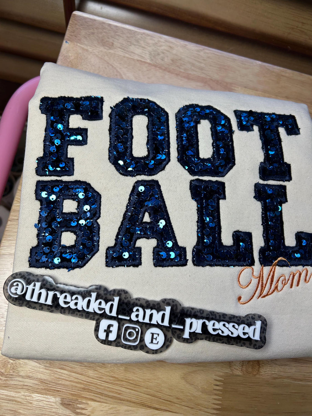 Custom Sequin Football Mom Sweatshirt | Game Day Mama Crewneck Pullover