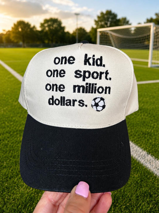 Custom Embroidered One kid sports  - Cap -hat- travel teams - baseball - funny -soccer - volleyball - cheer -dance- gymnastics