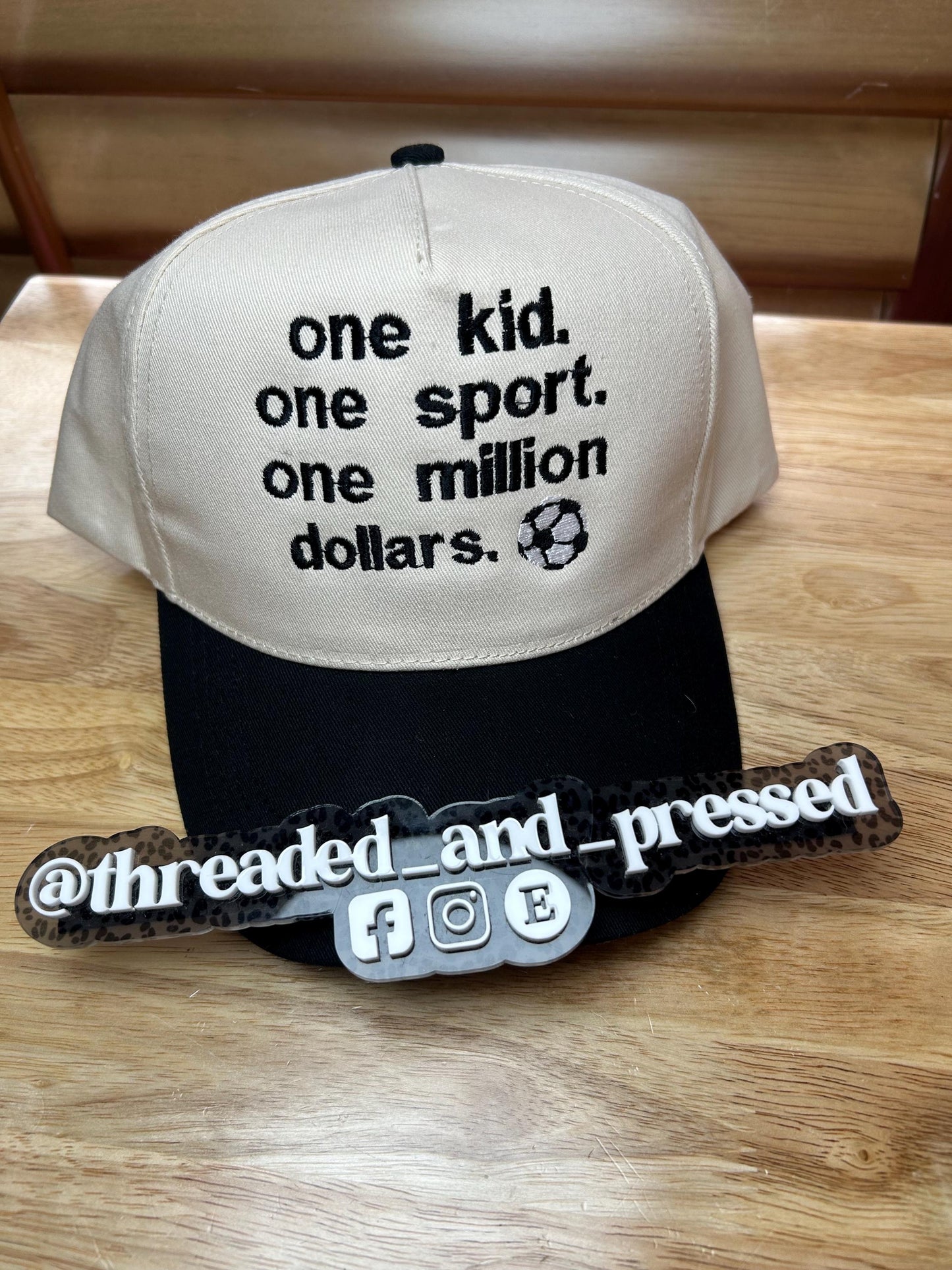 Custom Embroidered One kid sports  - Cap -hat- travel teams - baseball - funny -soccer - volleyball - cheer -dance- gymnastics