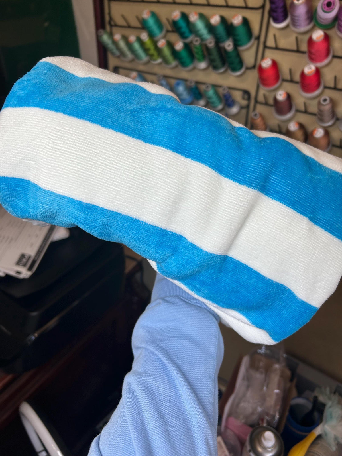 Personalized Beach Towel | Custom Embroidered Cabana Stripe Towel - Family Vacation -Field Trip- School - Teens - Graduates