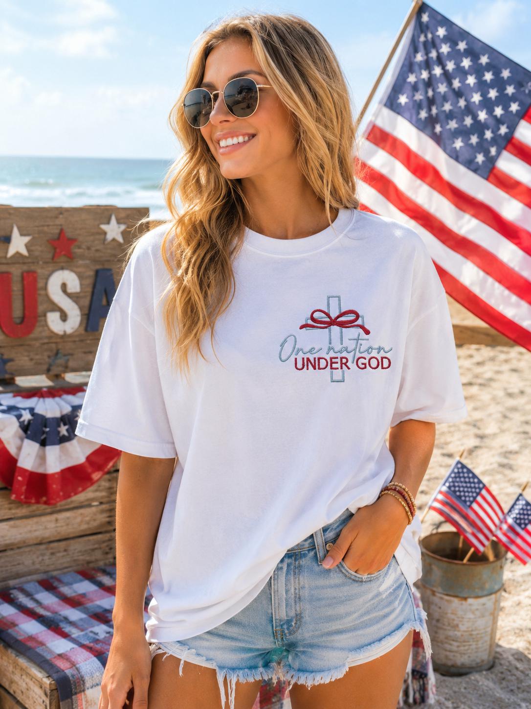 Embroidered Christian Patriotic Shirt - Faith Based American Pride Shirt - Faith & Freedom shirt - God Bless America - Christian Gift