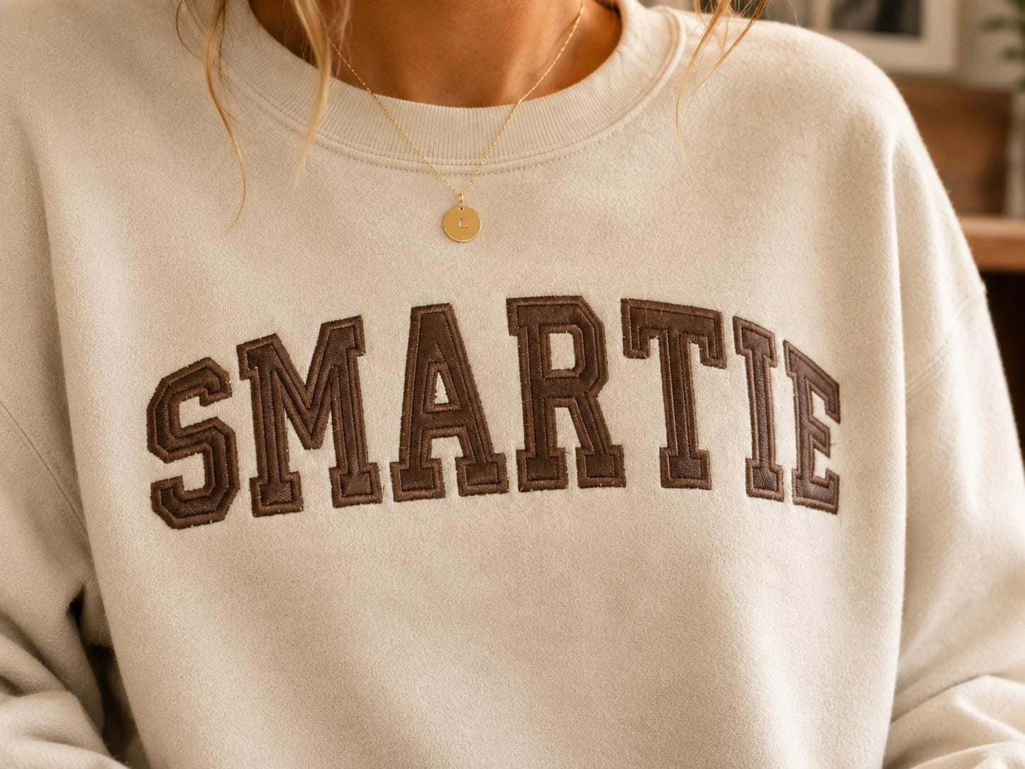 Smartie Pants Liquid Satin Appliqué Sweatshirt - sarcastic- sassy - witty - Teacher joke - Know it all - book worm-   intelligent - Nerdy