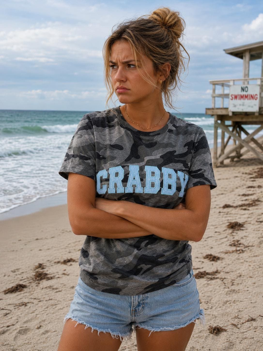Embroidered Blue glitter Camo Shirt | bad mood - Appliqué Shirt | Moody Beach  Tee |- ranch bling cowgirl - Fishing - crabbing