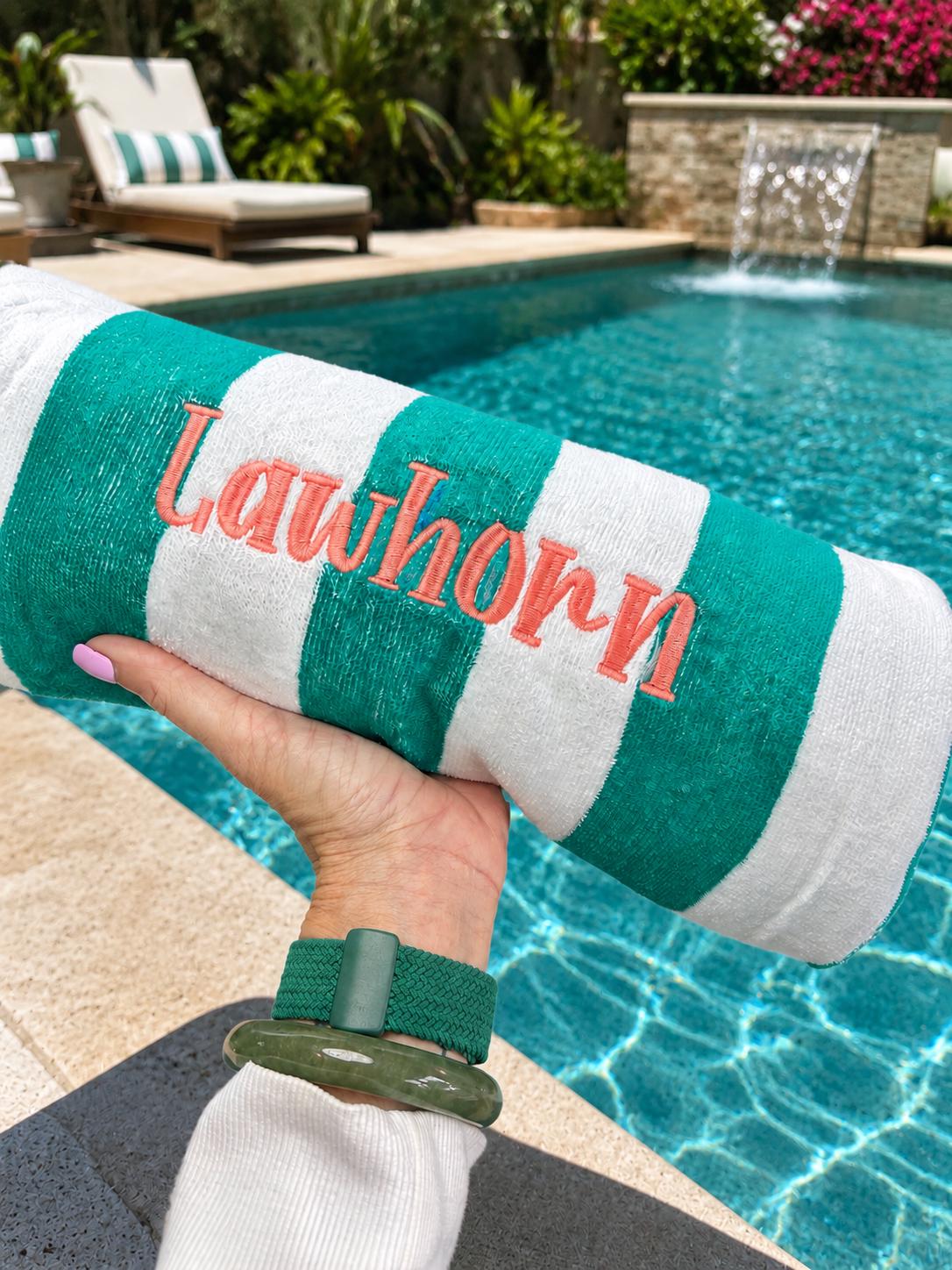 Personalized Beach Towel | Custom Embroidered Cabana Stripe Towel - Oversized Pool- Monogram -Large blanket - Vacation Gift | Lake Day -