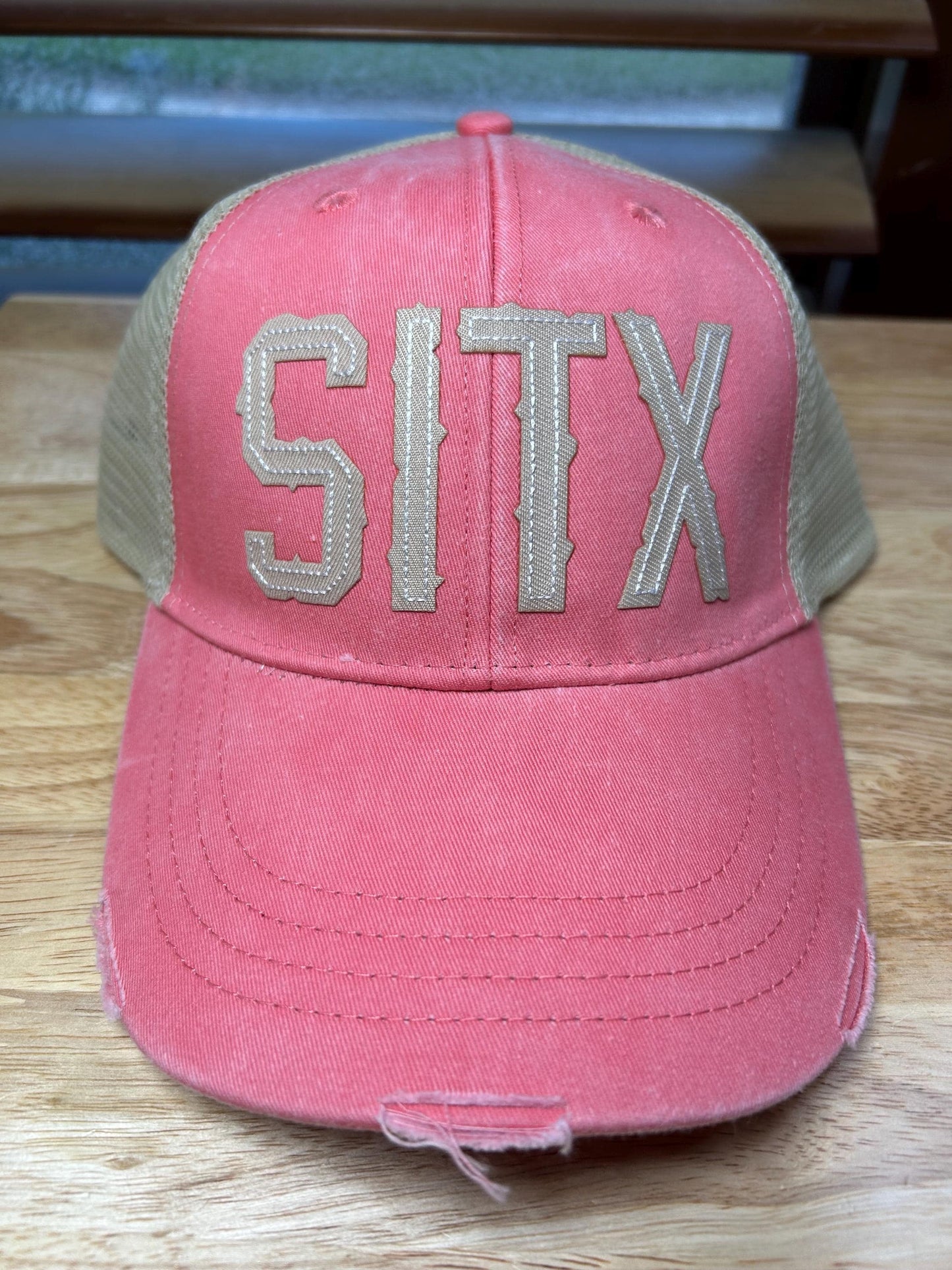 Custom Sea Isle, Galveston Texas Custom Distressed baseball Trucker hat - Patchwork Embroidery - SITX