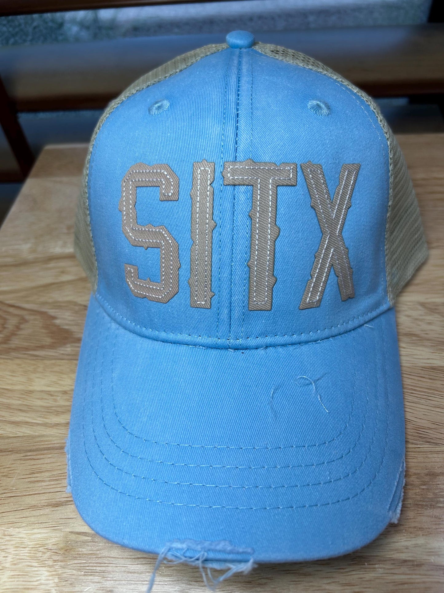 Custom Sea Isle, Galveston Texas Custom Distressed baseball Trucker hat - Patchwork Embroidery - SITX