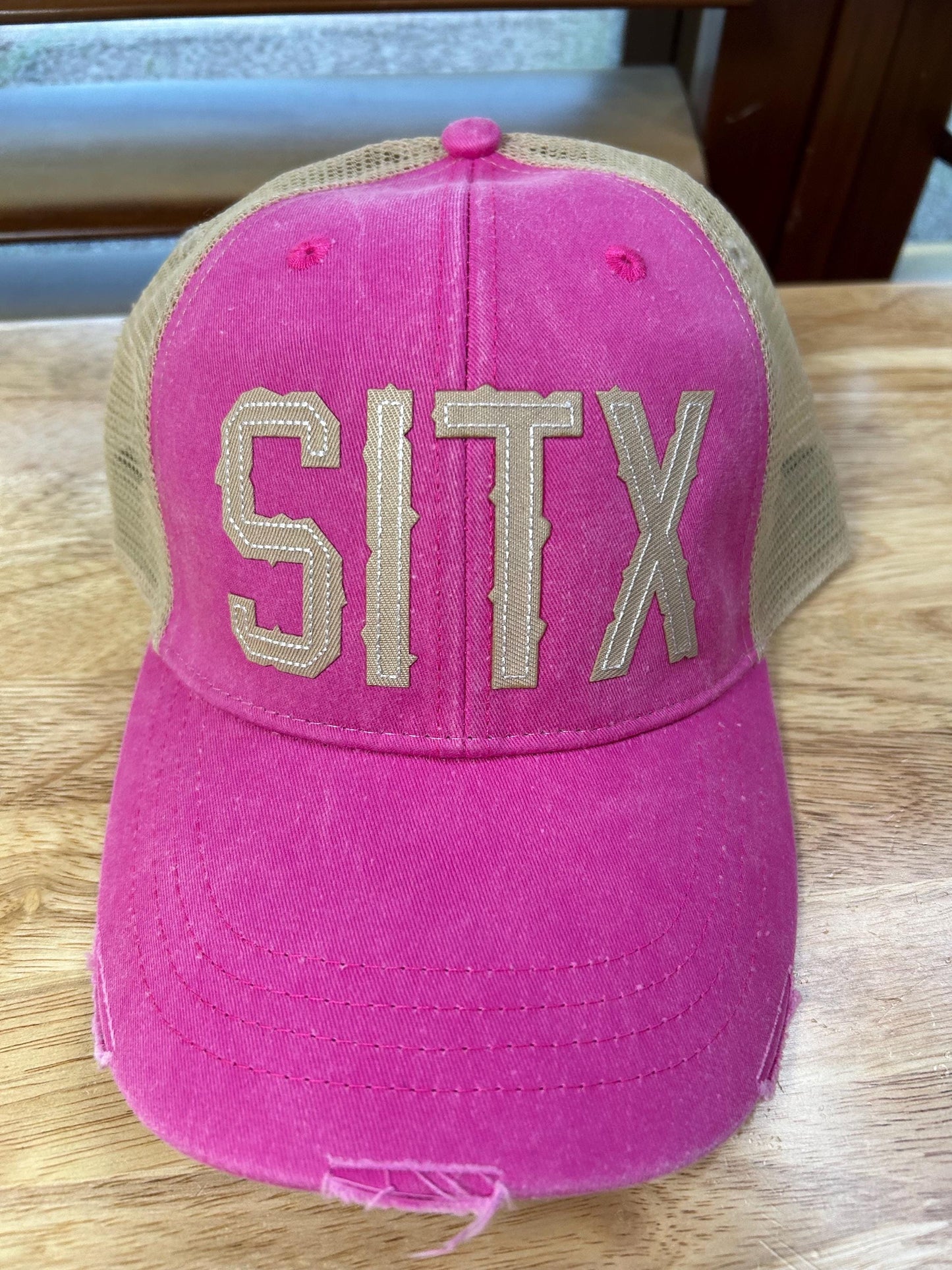 Custom Sea Isle, Galveston Texas Custom Distressed baseball Trucker hat - Patchwork Embroidery - SITX
