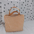 PERSONALIZED - Insulated Cotton Fabric Gingham Plaid lunch bag - box - Zipper - Picnic - Tote for office - kids - work - Bento ** in stock**