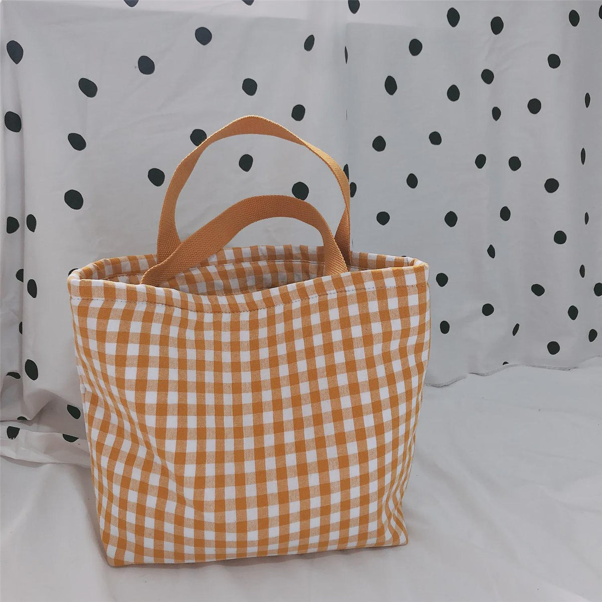 PERSONALIZED - Insulated Cotton Fabric Gingham Plaid lunch bag - box - Zipper - Picnic - Tote for office - kids - work - Bento ** in stock**