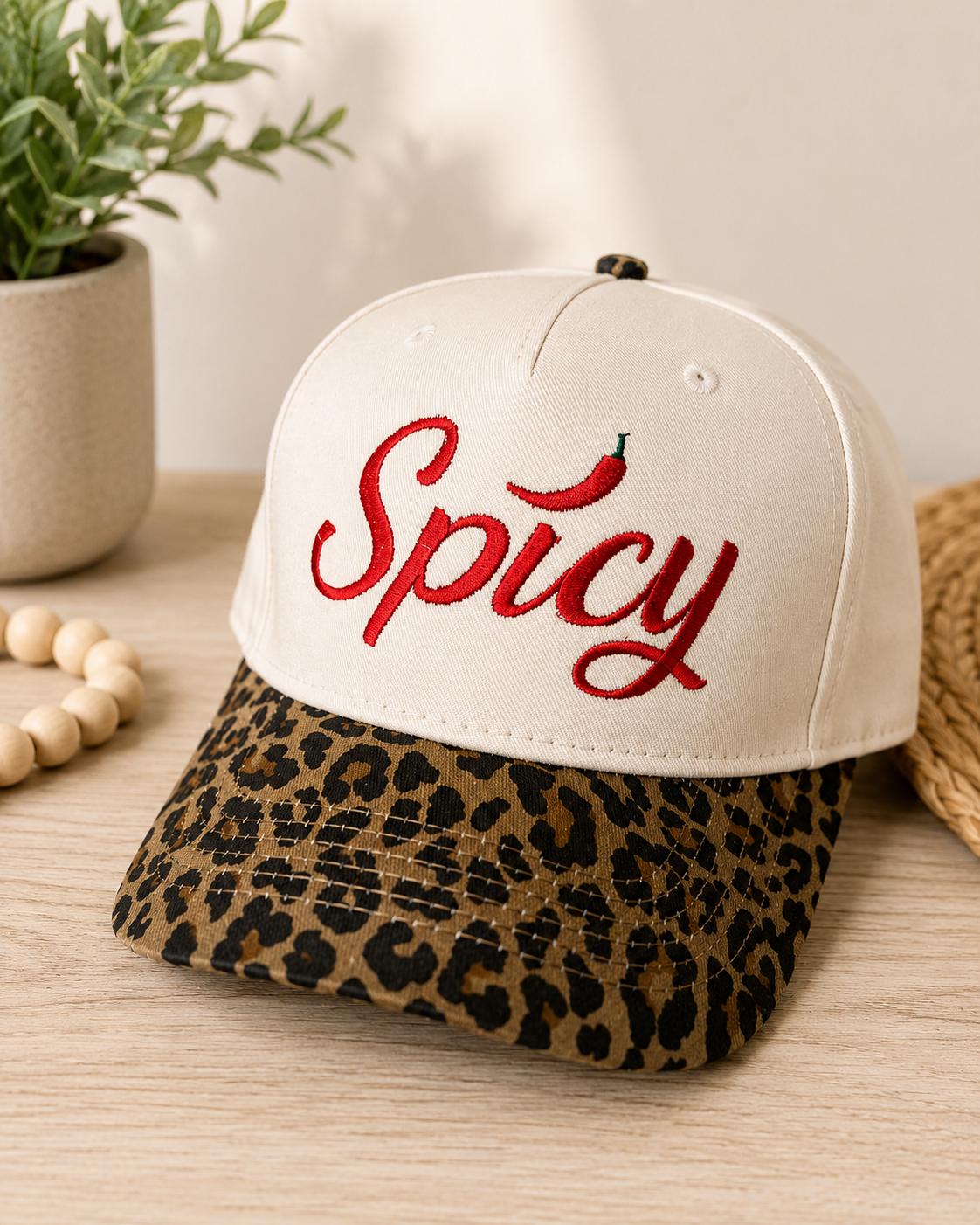 Spicy Embroidered Leopard Trucker Hat | Cute Chili Pepper Hat | hot headed Boutique Cap | fun Snapback | hot tamale - trendy