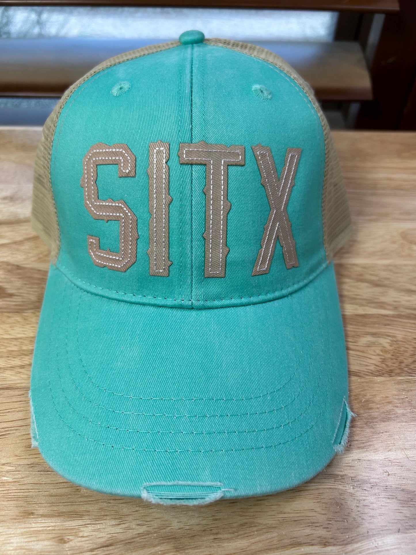 Custom Sea Isle, Galveston Texas Custom Distressed baseball Trucker hat - Patchwork Embroidery - SITX