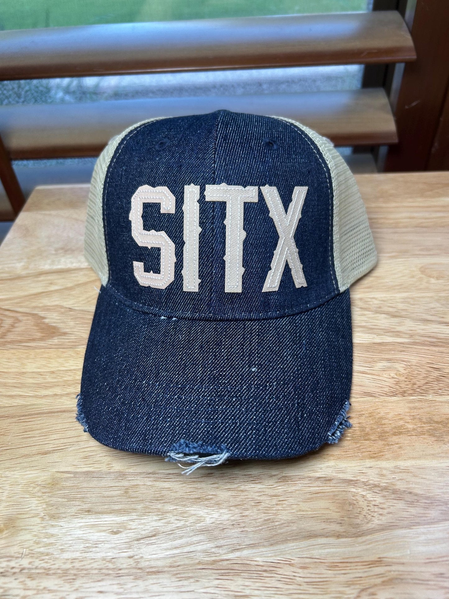 Custom Sea Isle, Galveston Texas Custom Distressed baseball Trucker hat - Patchwork Embroidery - SITX