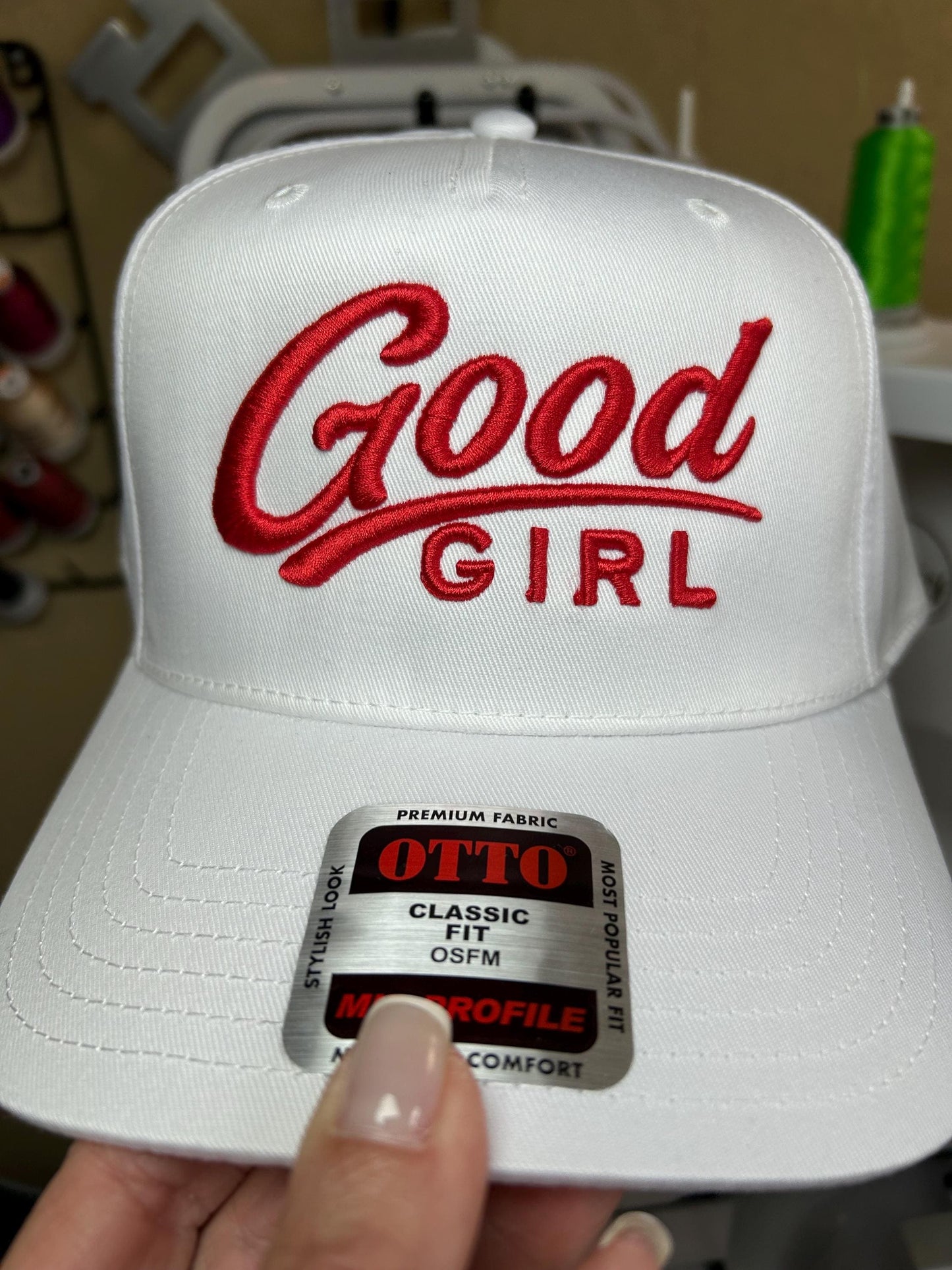 3D Puff embroidered Good Girl  Trucker Hat | Retro Script Baseball Cap | naughty or nice | Christmas - thick writing - Family Christmas