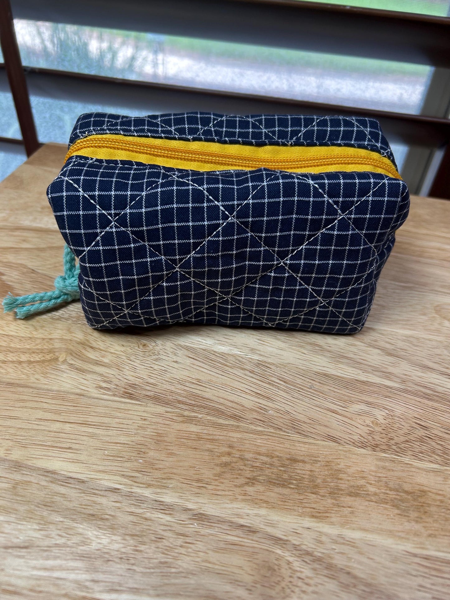 Personalized Quilted gingham - Cosmetic Bag - pencil case bag | Monogram Makeup Bag | Travel Toiletry Organizer | Teacher  | College Gift