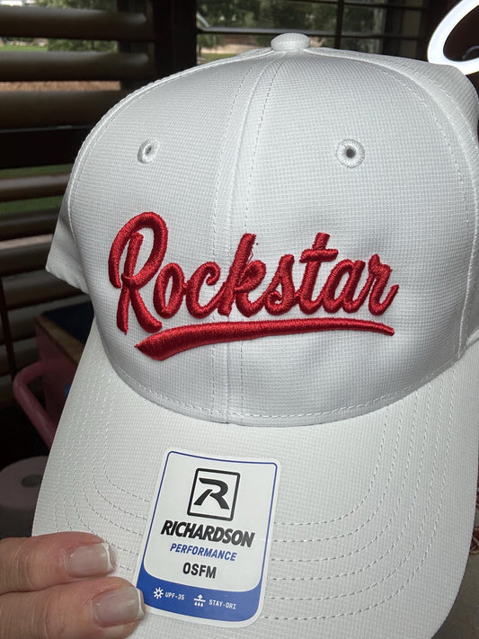 3D Puff Rockstar script Performance  Embroidered Hat, School Spirit Hat, Team Hat, Game Day Cap, Personalized Baseball Hat
