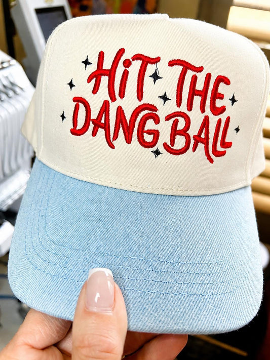 Embroidered Hit the Dang Ball Hat, 3 D Puff Softball Mom Hat, Baseball Mom - Trucker Hat, Game Day Hat, Ballpark Hat, Sports Mom Gift
